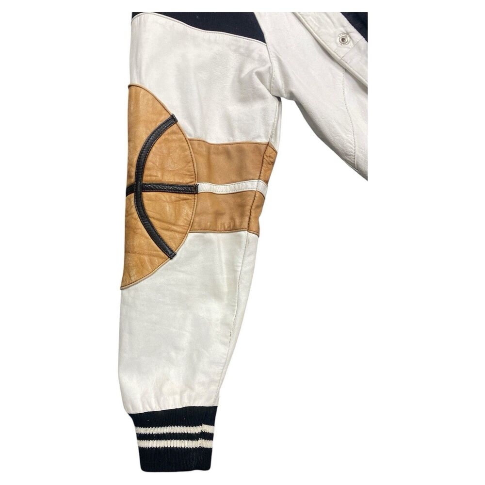 Vintage Michael Alle Manufacturers Leather Basketball Jacket Men's Sz Med. *READ - Picture 8 of 13